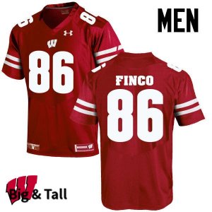 Men's Wisconsin Badgers NCAA #86 Ricky Finco Red Authentic Under Armour Big & Tall Stitched College Football Jersey OO31X61IX